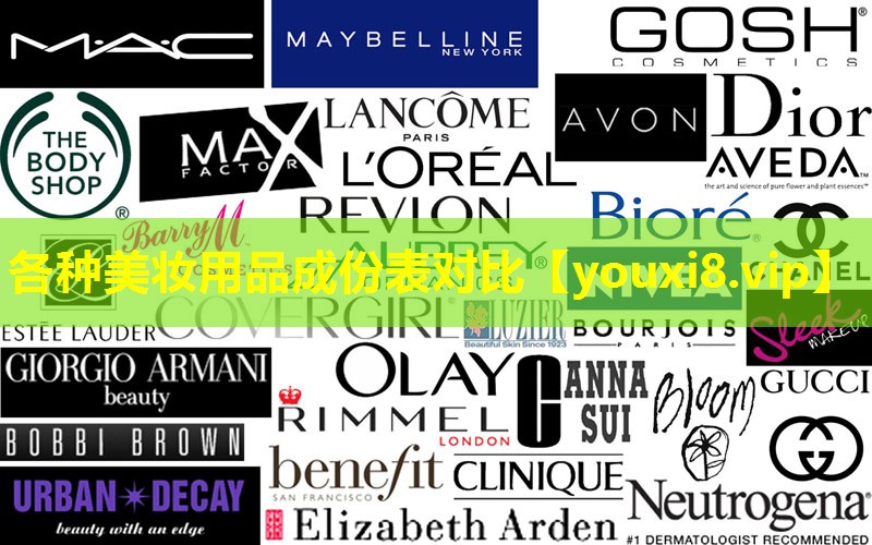 各种美妆用品成份表对比